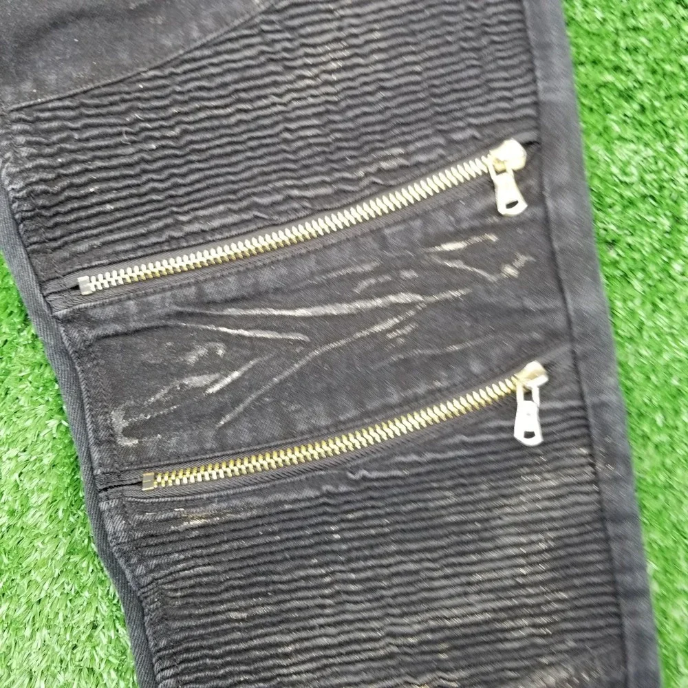 Blue Stitch Jeans Mens 36x32 Black Slim Straight Distressed Zippered Style